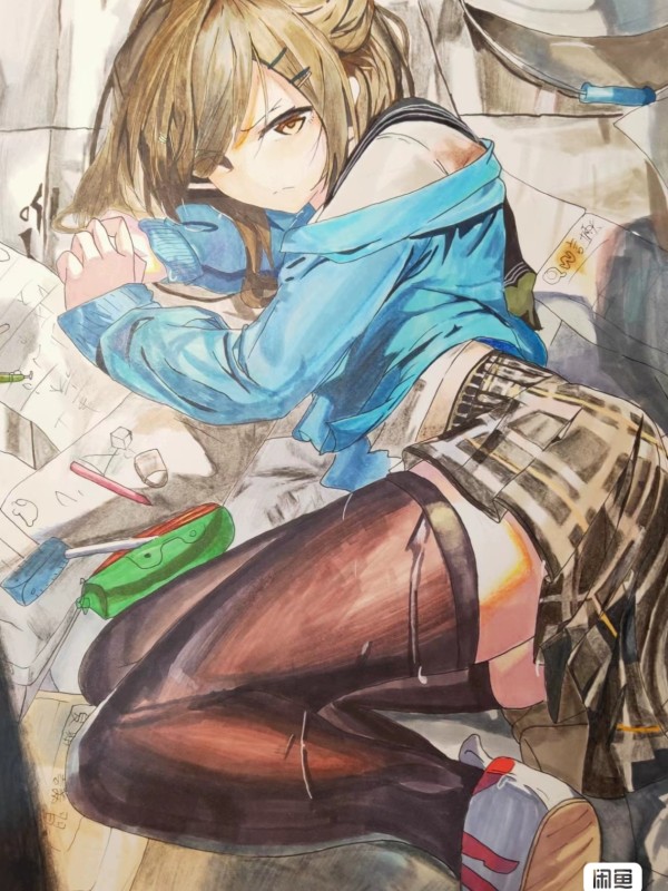 Tiger's Japanese anime girl Hot Sexy Hand drawing with Colored Pencil